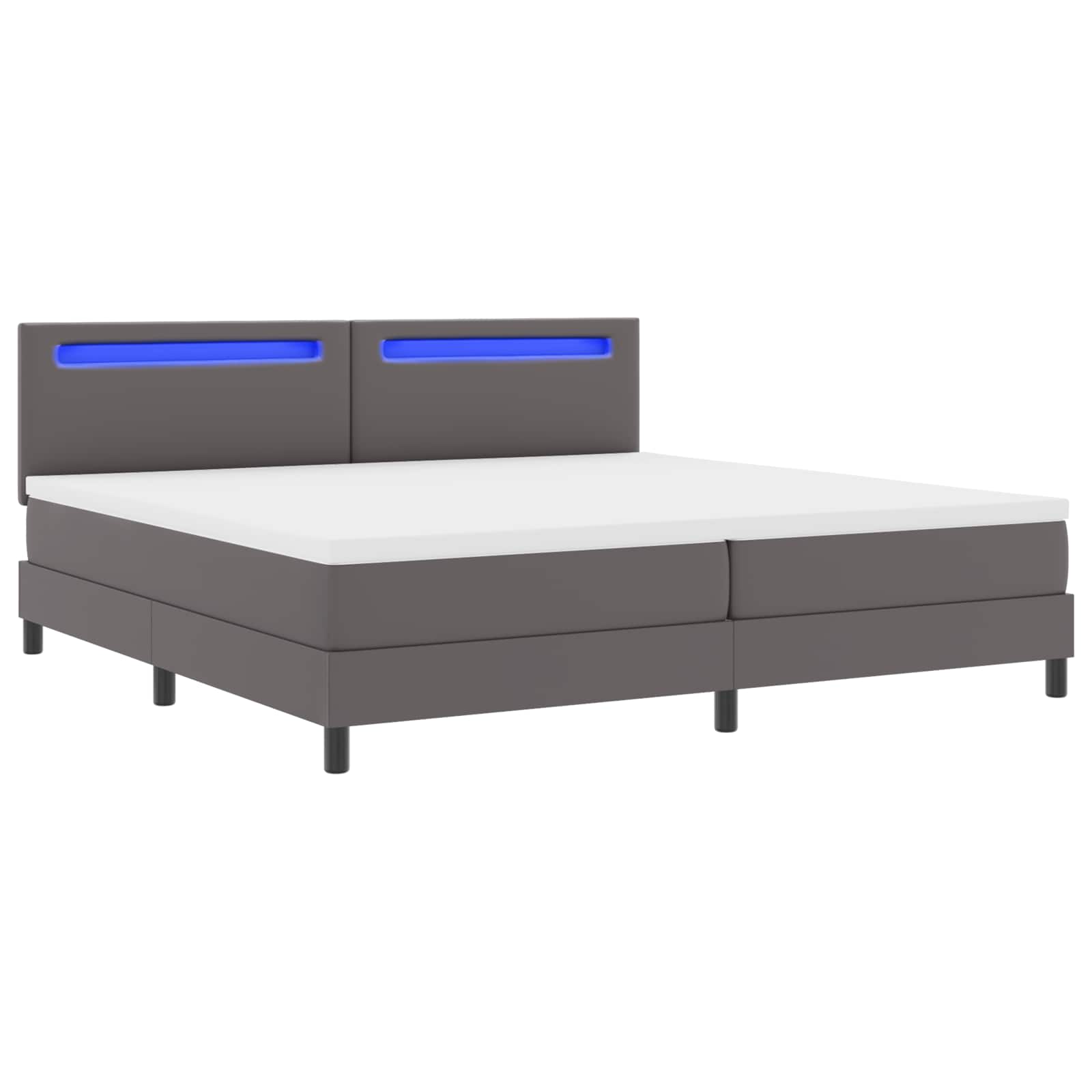 Postel s boxspringem s matrací Šedá 200 x 200 cm Umělá kůže - obrázek 5