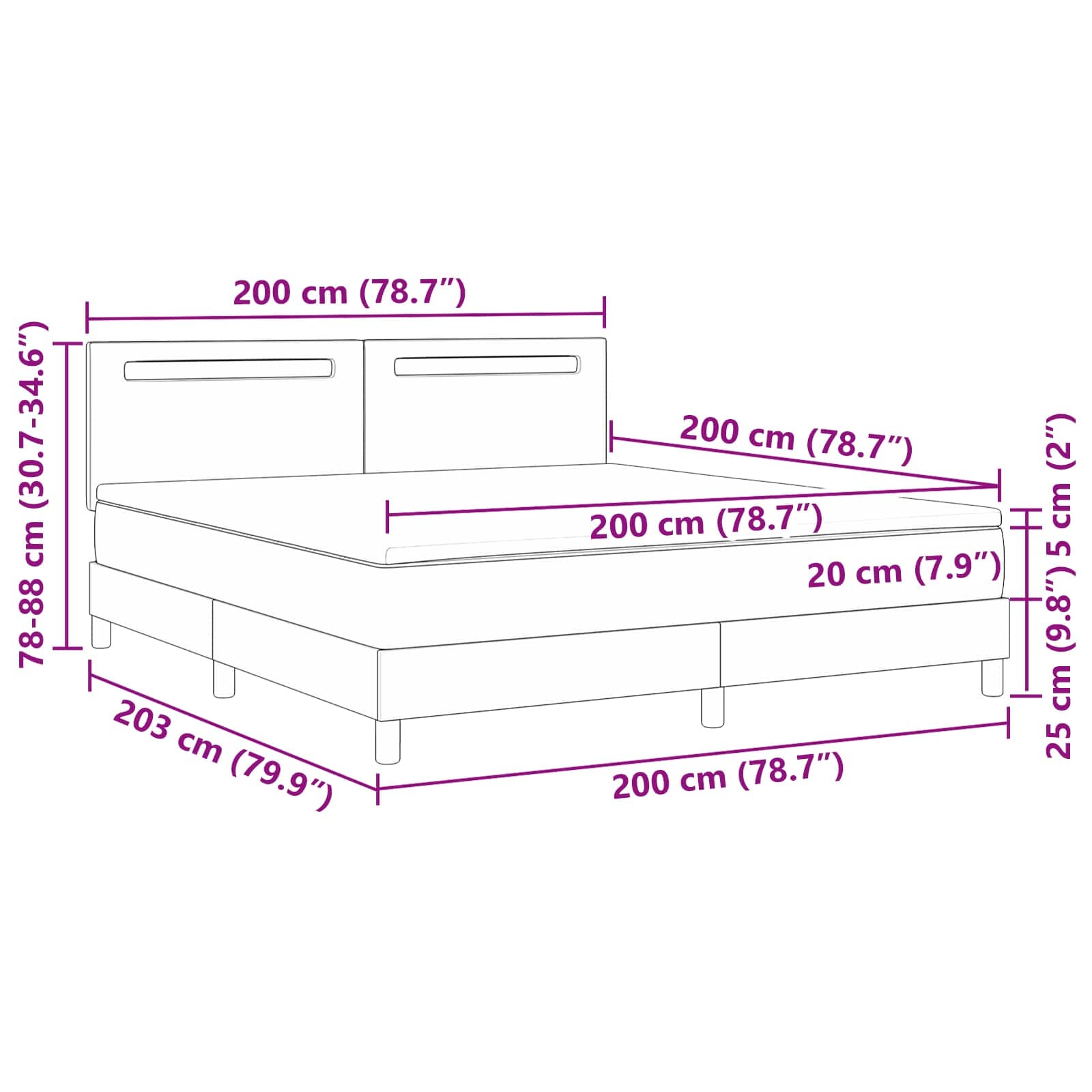 Postel s boxspringem s matrací Šedá 200 x 200 cm Umělá kůže - obrázek 13