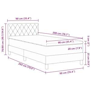 Postel s boxspringem s matrací s čelo Růžová 90 x 200 cm samet - obrázek 12