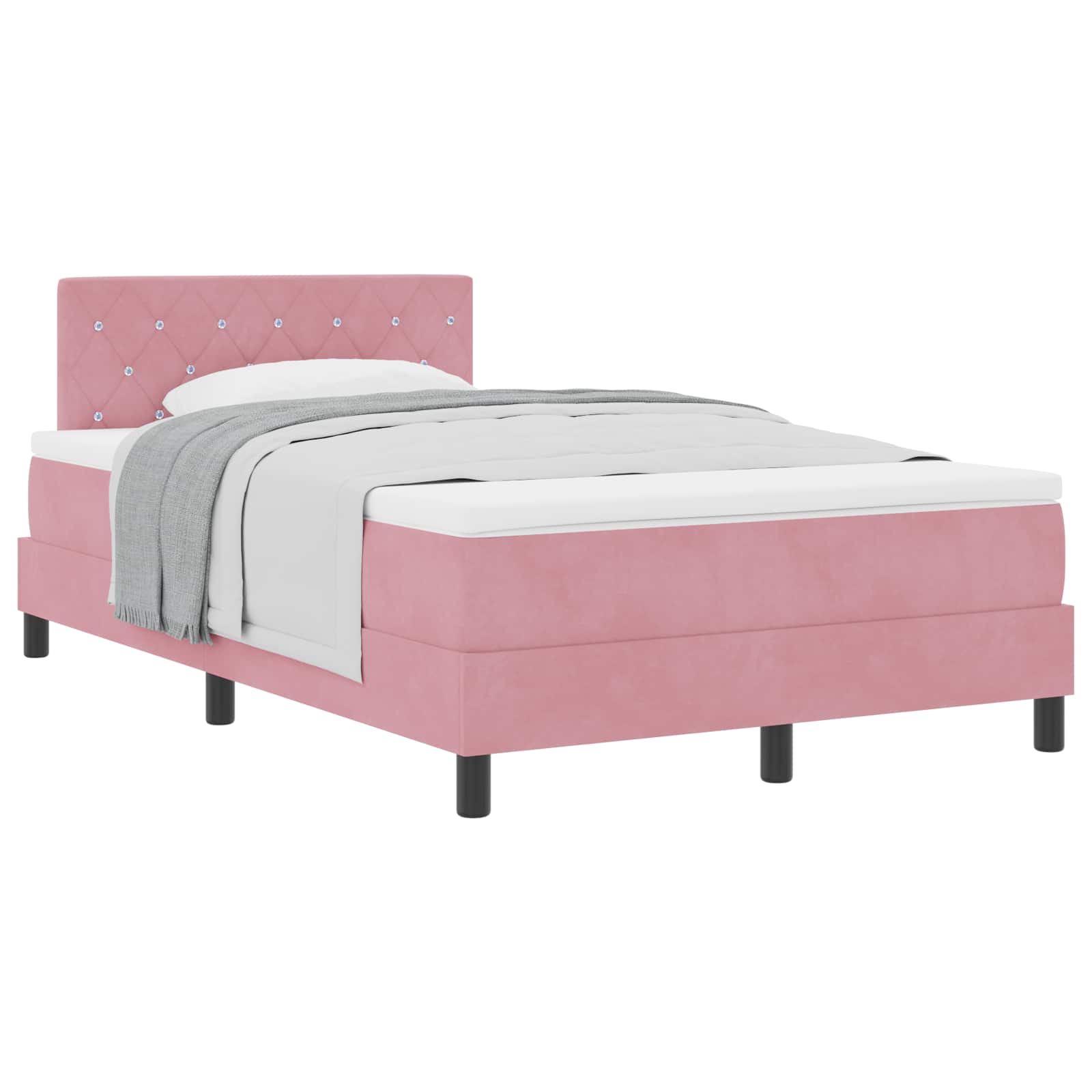 Thumbnail - vidaXL Boxspringbett mit Matratze mit Kopfteil Rosa 120 x 190 cm Samt