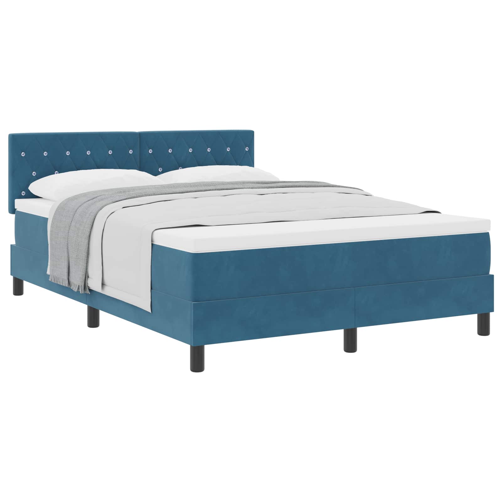 Thumbnail - vidaXL Boxspringbett mit Matratze Dunkelblau 140 x 200 cm Samt
