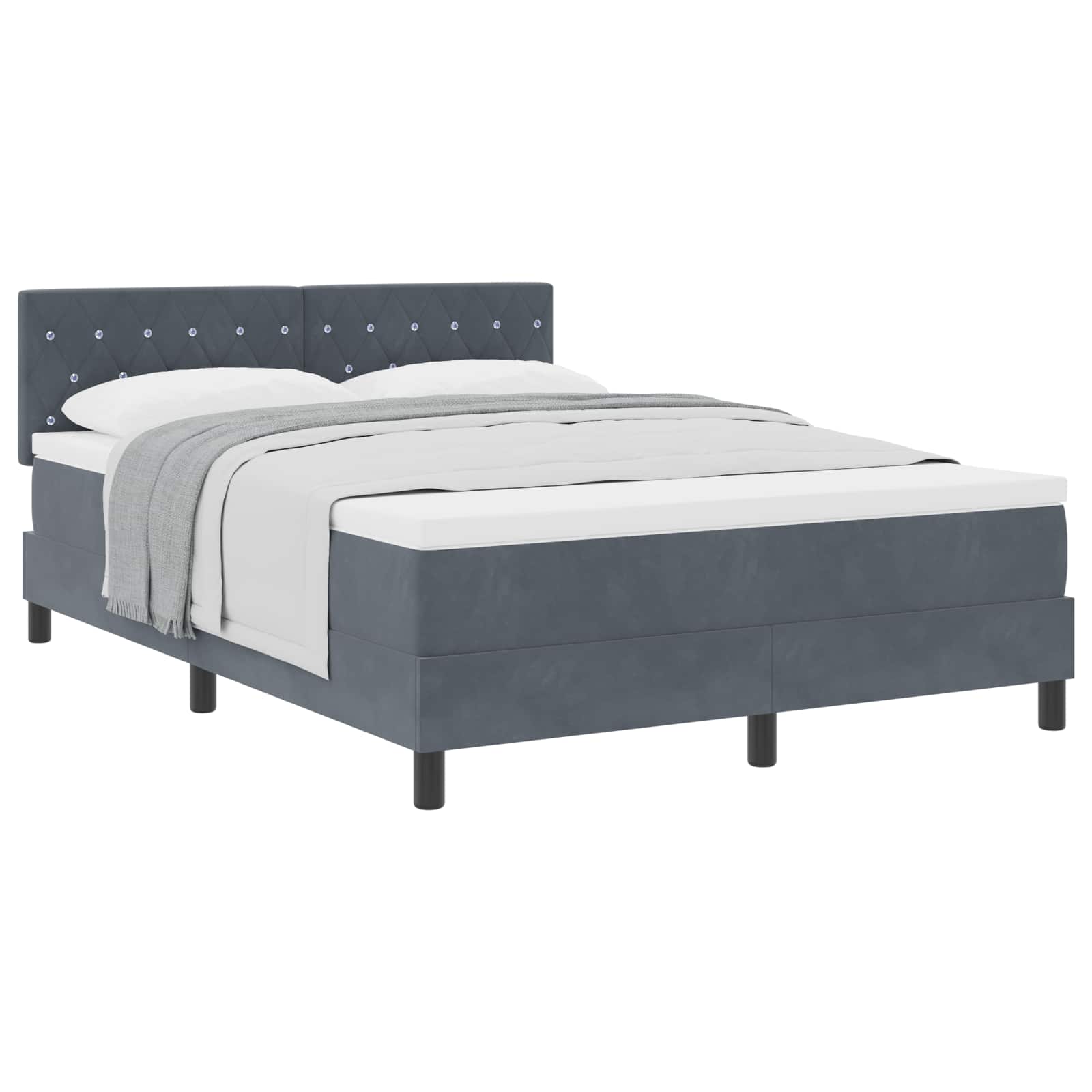 Thumbnail - vidaXL Boxspringbett mit Matratze Dunkelgrau 160 x 200 cm Samt