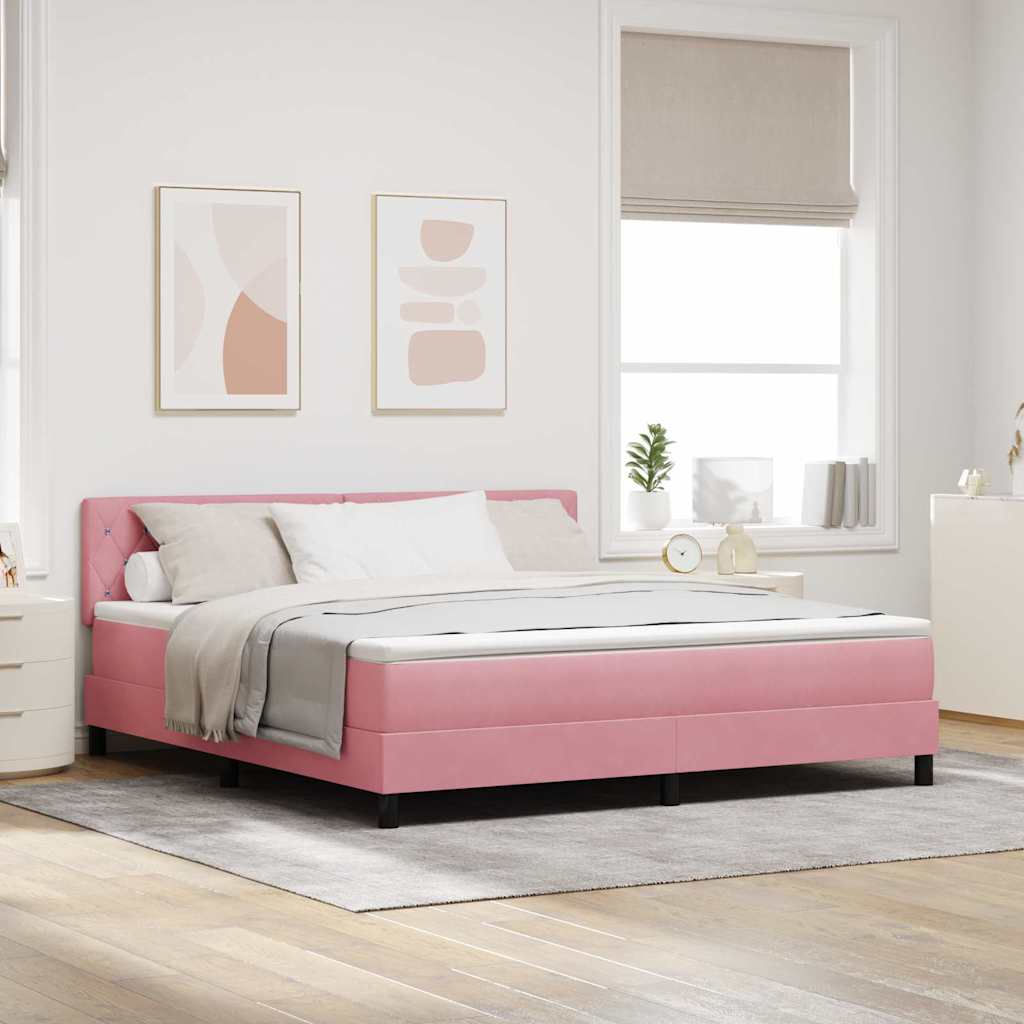 vidaXL Pat cu Arcuri și Saltea cu saltea Roz 180 x 200 cm țesătură