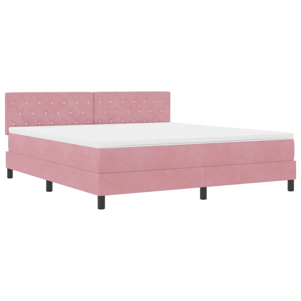 Thumbnail - vidaXL Boxspringbett mit Matratze mit Matratze Rosa 180 x 200 cm Stoff
