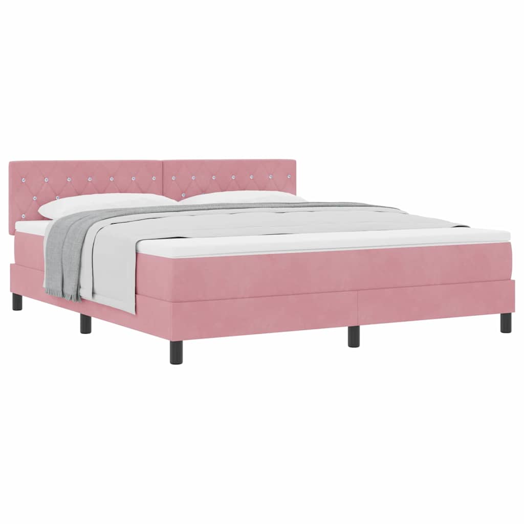 Thumbnail - vidaXL Boxspringbett mit Matratze mit Matratze Rosa 180 x 200 cm Stoff