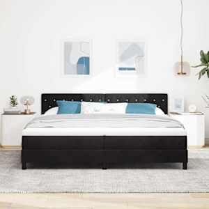 Postel s boxspringem s matrací s čelo Černá 200 x 200 cm samet - obrázek 3