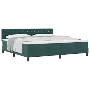 Postel s boxspringem s matrací Tmavě zelená 200 x 200 cm samet - obrázek 2