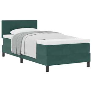 Postel s boxspringem s čelo Tmavě zelená 90 x 200 cm samet - obrázek 2