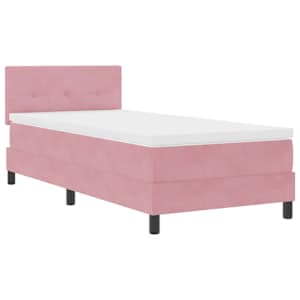 Postel s boxspringem s matrací s čelo Růžová 100 x 200 cm samet - obrázek 4