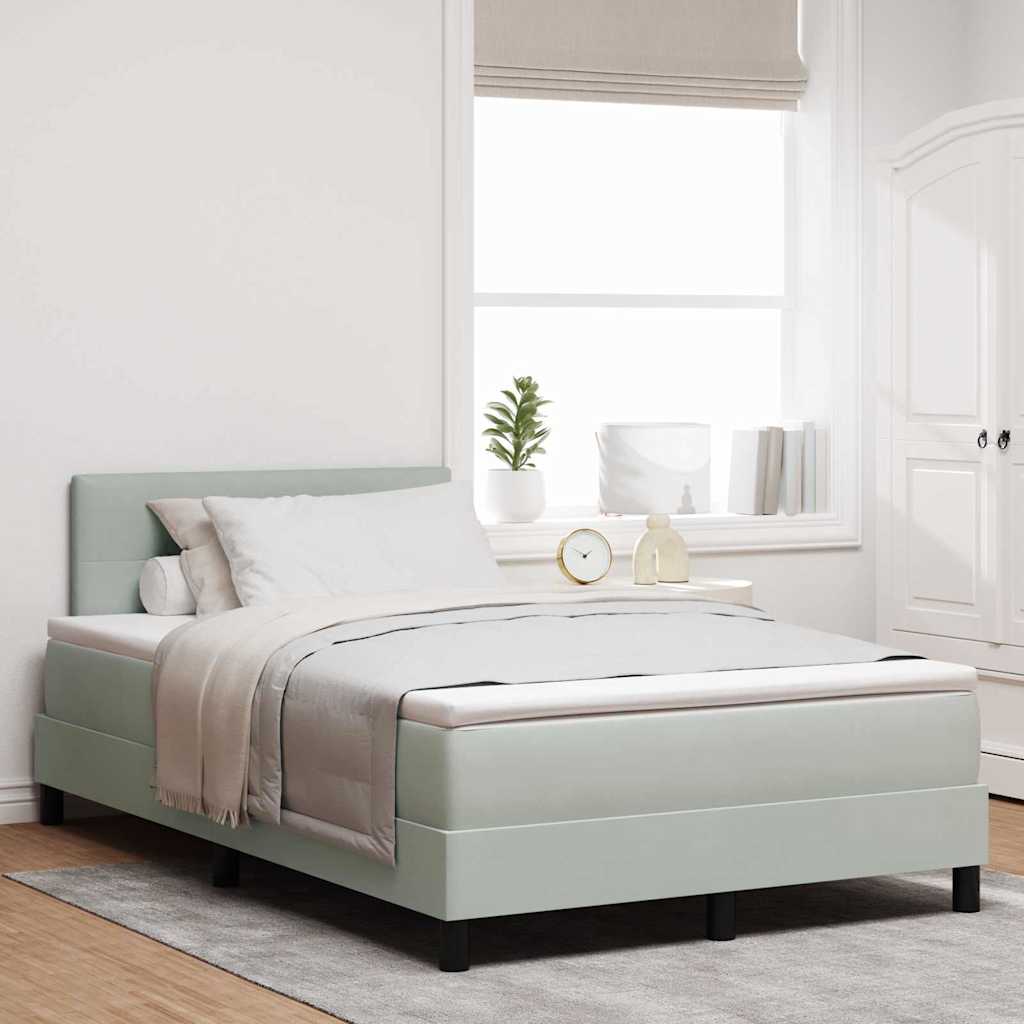 Box Spring Seng med Madras Lysegrå 120x200 cm Fløjl
