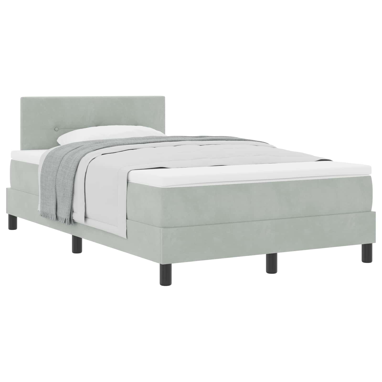 Thumbnail - vidaXL Boxspringbett mit Matratze Hellgrau 120 x 200 cm Samt