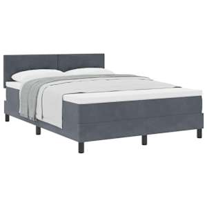 Postel s boxspringem s matrací Tmavě šedá 140 x 190 cm samet - obrázek 2