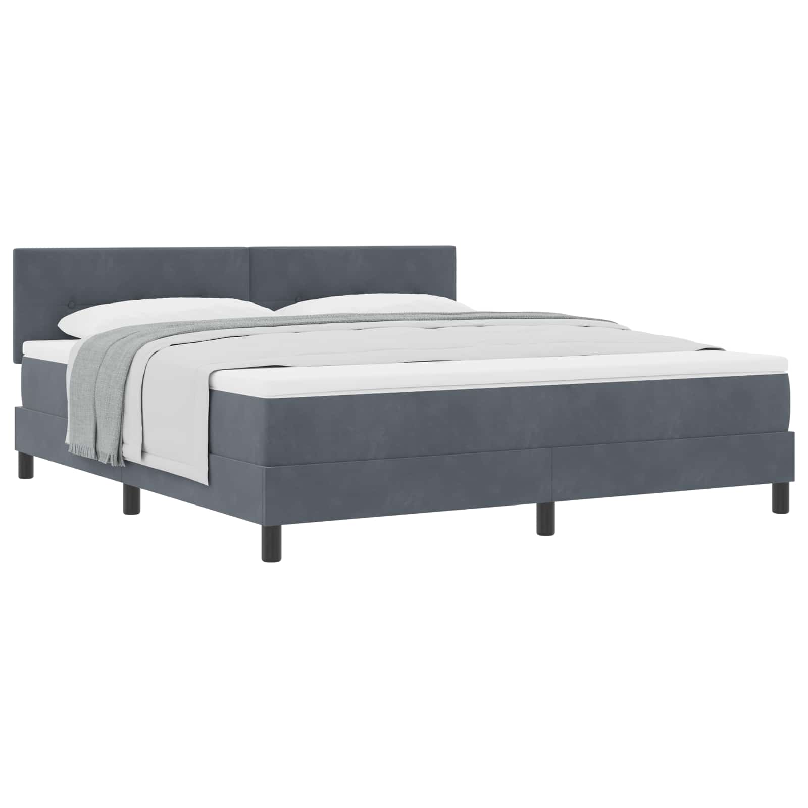 vidaXL Boxspringbed met hoofdeinde Donkergrijs 180 x 200 cm Fluweel grijs, foto 3