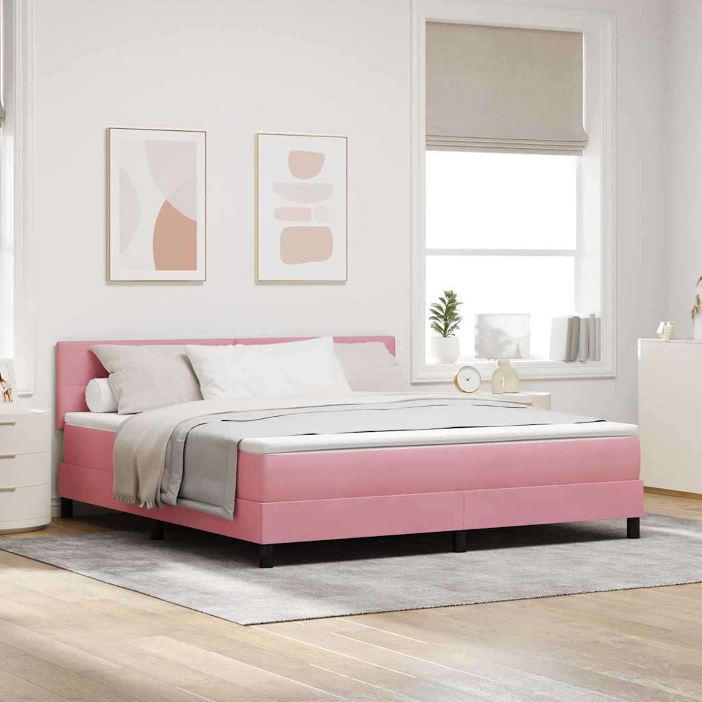 Box Spring Seng med Madras Pink Super King Velour