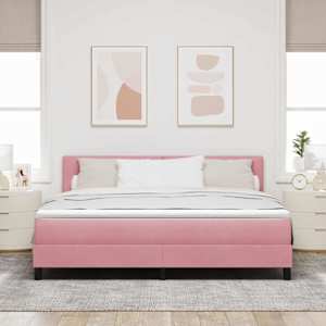 Postel s boxspringem s matrací s čelo Růžová 180 x 200 cm samet - obrázek 3