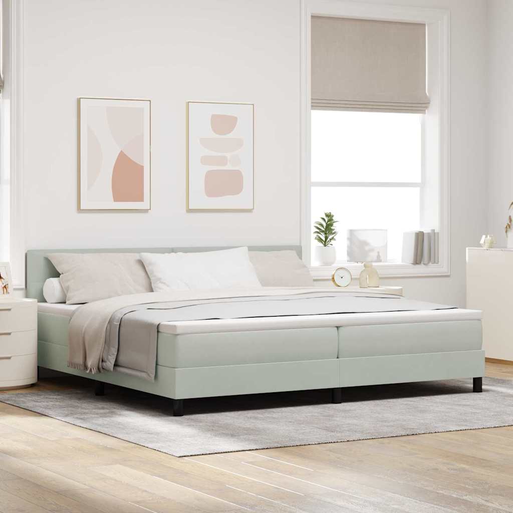 Box Spring Voodi koos Madratsiga Helehall 200x200 cm Samet
