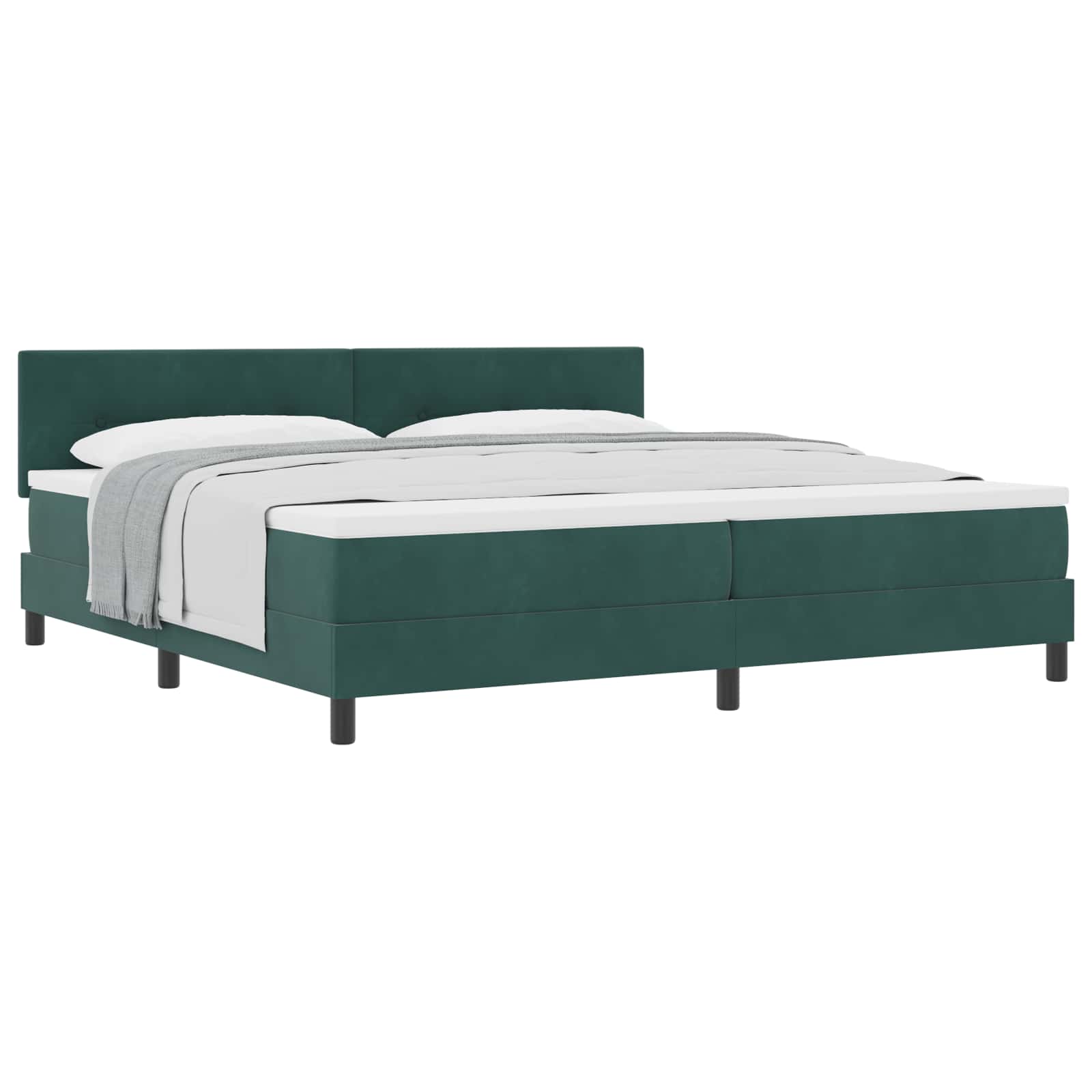 Postel s boxspringem s matrací Tmavě zelená 200 x 200 cm samet - obrázek 2