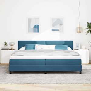 Postel s boxspringem s čelo Tmavě modrá 200 x 200 cm samet - obrázek 1