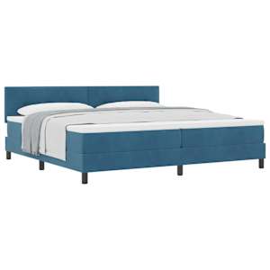 Postel s boxspringem s čelo Tmavě modrá 200 x 200 cm samet - obrázek 2