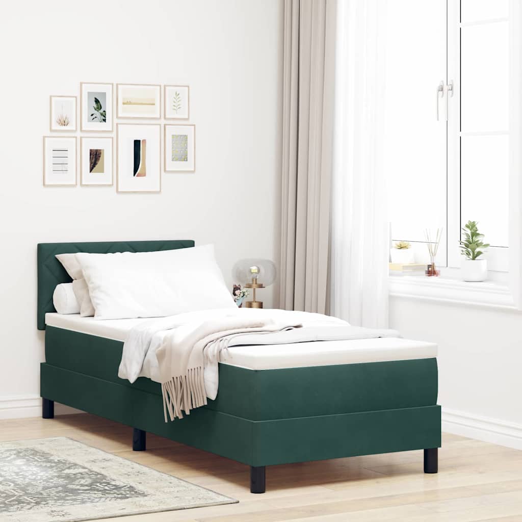 Box Spring Voodi Madratsiga Tumesinine 80x200 cm Samet