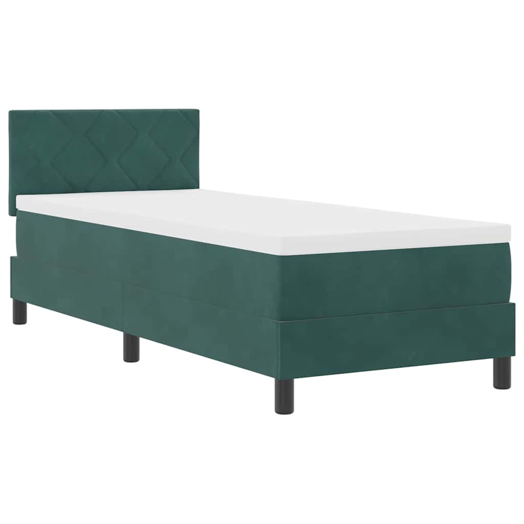 Thumbnail - vidaXL Boxspringbett mit Matratze Dunkelgrün 80x200 cm Samt
