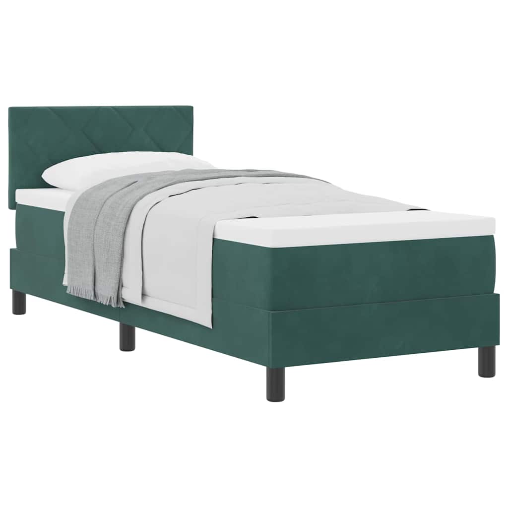 Thumbnail - vidaXL Boxspringbett mit Matratze Dunkelgrün 80x200 cm Samt