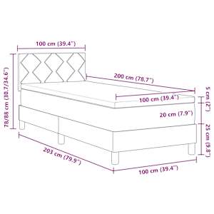Postel s boxspringem s matrací Tmavě modrá 100 x 200 cm samet - obrázek 12