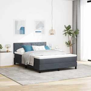 Postel s boxspringem s čelo Tmavě šedá 140 x 190 cm samet - obrázek 1