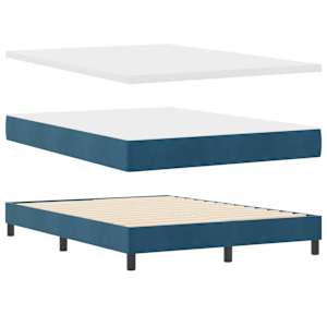 Postel s boxspringem s čelo Tmavě modrá 140 x 190 cm samet - obrázek 5