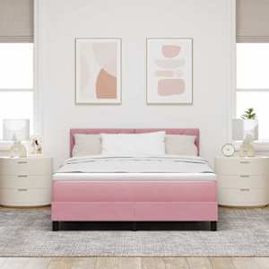 Postel s boxspringem s čelo Růžová 140 x 190 cm samet - obrázek 3