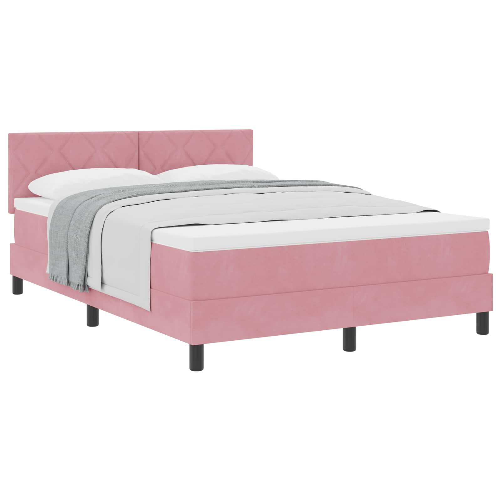 Postel s boxspringem s čelo Růžová 140 x 190 cm samet 3339241