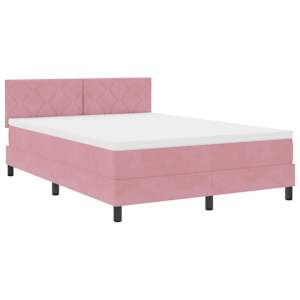 Postel s boxspringem s čelo Růžová 140 x 190 cm samet - obrázek 4