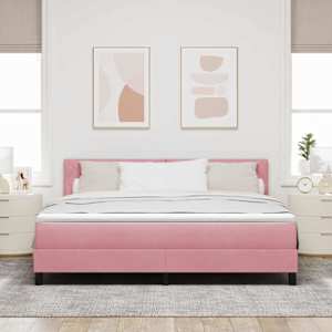 Postel s boxspringem s čelo Růžová 180 x 200 cm samet - obrázek 3