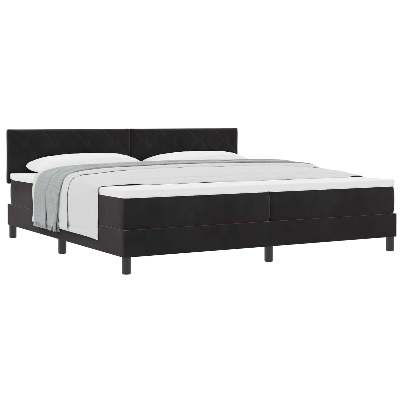 Postel s boxspringem s čelo Černá 200 x 200 cm samet - obrázek 2
