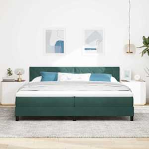 Postel s boxspringem s čelo Tmavě zelená 200 x 200 cm samet - obrázek 3