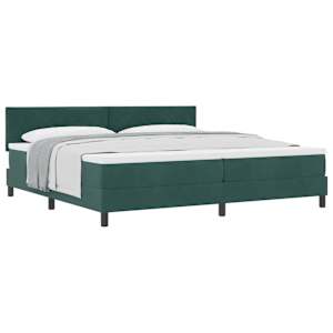 Postel s boxspringem s čelo Tmavě zelená 200 x 200 cm samet - obrázek 2