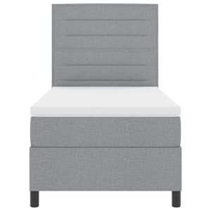 Postel s boxspringem s matrací Světle šedá 80 x 200 cm textil - obrázek 7