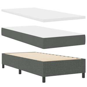Postel s boxspringem s matrací Tmavě šedá 80 x 200 cm textil - obrázek 6
