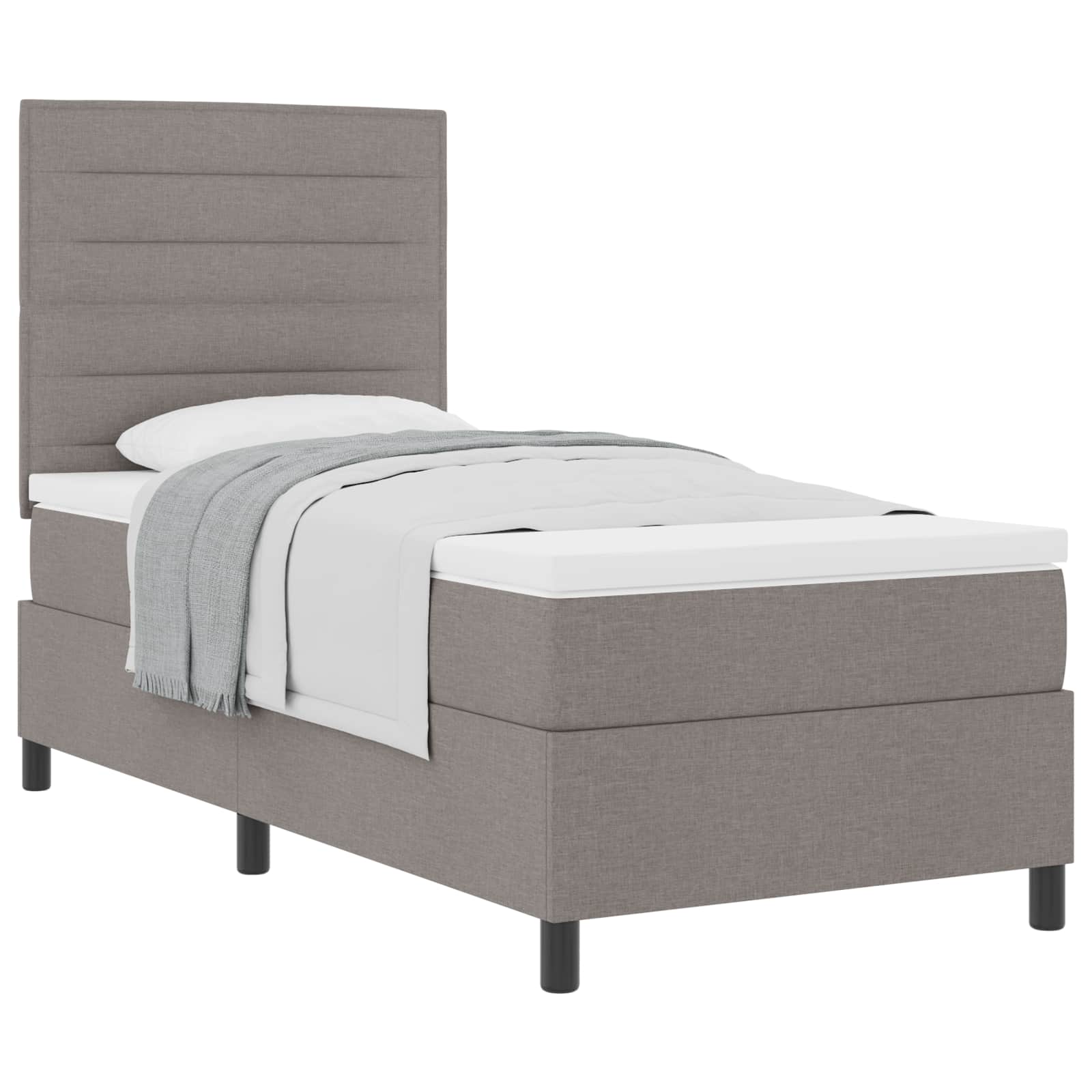 Thumbnail - vidaXL Boxspringbett mit Matratze mit Kopfteil Taupe 80 x 200 cm Stoff