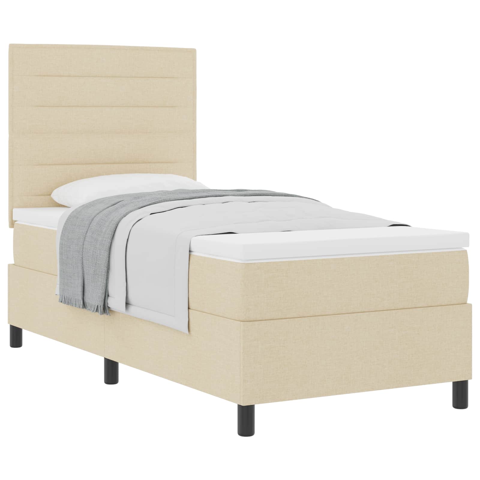 vidaXL Postel s boxspringem s matrací Krémová 80 x 200 cm textil