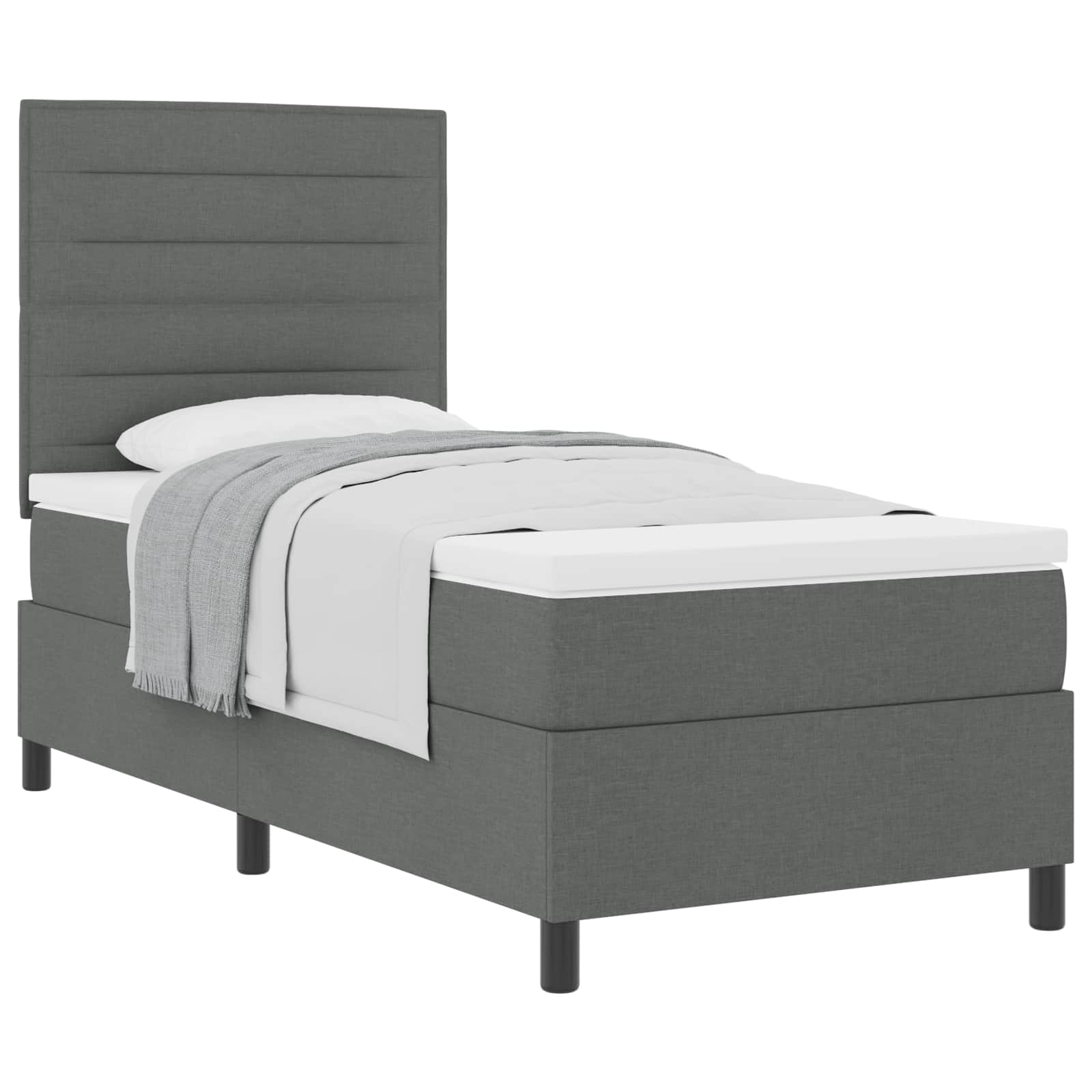 Thumbnail - vidaXL Boxspringbett mit Matratze Dunkelgrau 90 x 190 cm Stoff