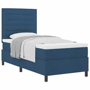 Postel s boxspringem s matrací s čelo Modrá 90 x 190 cm textil - obrázek 2