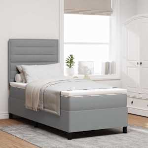 Postelja z vzmetnico z vzmetnico Svetlo siva 100 x 200 cm blago