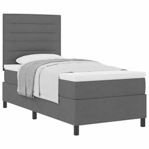 Postel s boxspringem s matrací Tmavě šedá 100 x 200 cm textil - obrázek 2