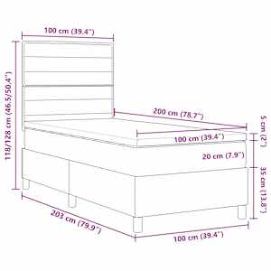 Postel s boxspringem s matrací Tmavě šedá 100 x 200 cm textil - obrázek 12