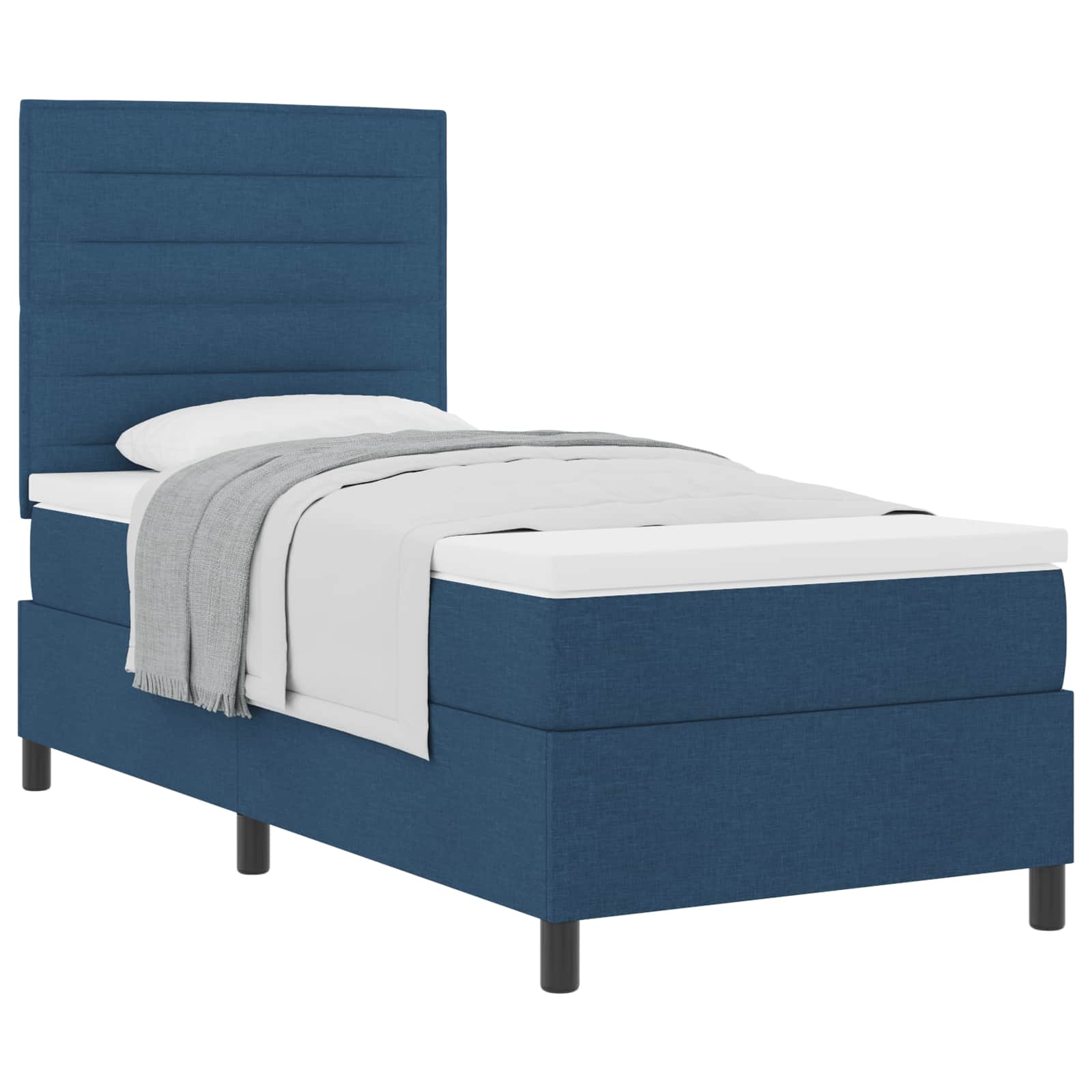 Thumbnail - vidaXL Boxspringbett mit Matratze mit Kopfteil Blau 100 x 200 cm Stoff