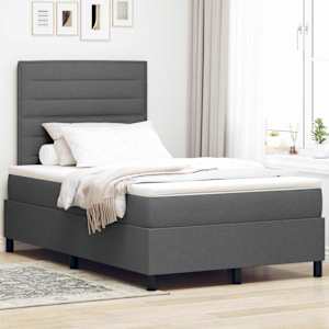 Postel s boxspringem s matrací Tmavě šedá 120 x 190 cm textil - obrázek 1