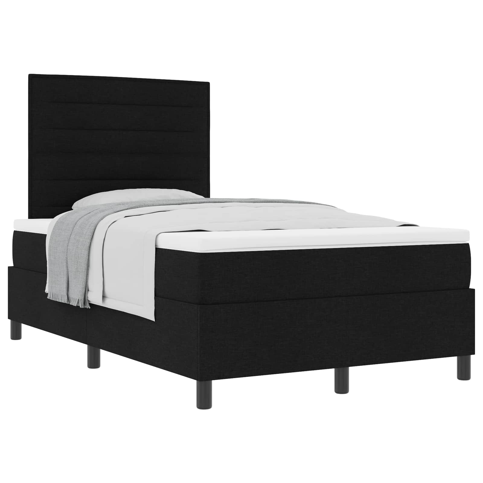 Postel s boxspringem s matrací s čelo Černá 120 x 190 cm textil - obrázek 2
