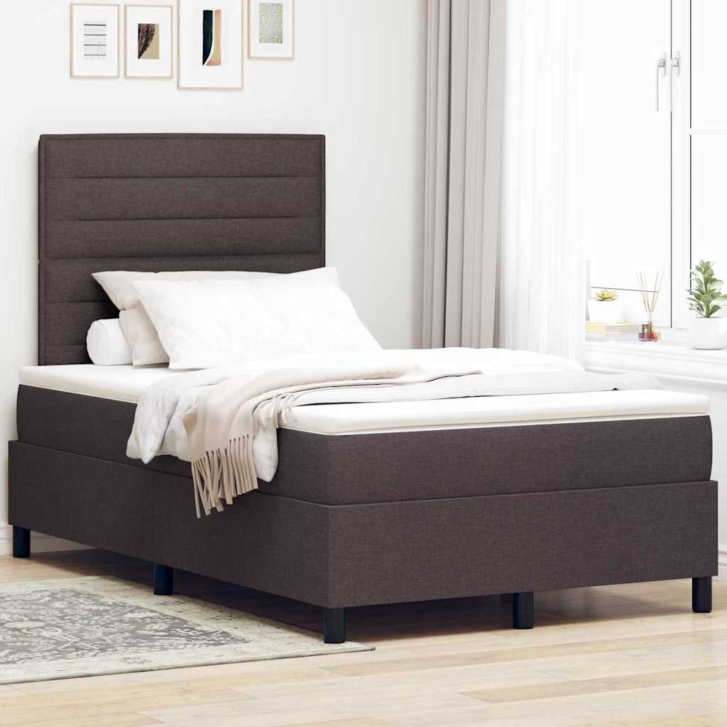Cama con muelles y colchón Marrón oscuro 120x200 cm Tela