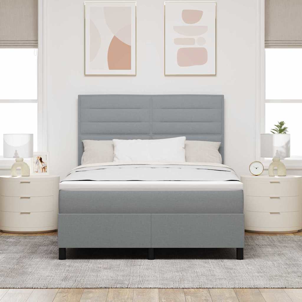 Postel s boxspringem s matrací Světle šedá 140 x 190 cm textil - obrázek 3